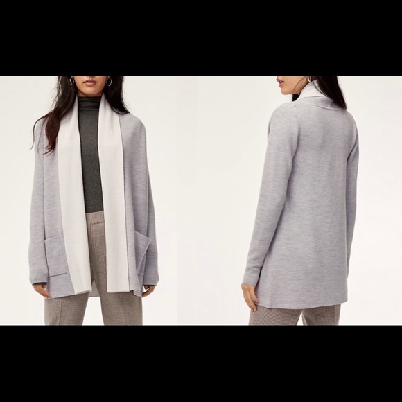 Aritzia Babaton Beekman Soft Grey/White Open Cardigan - Picture 1 of 6